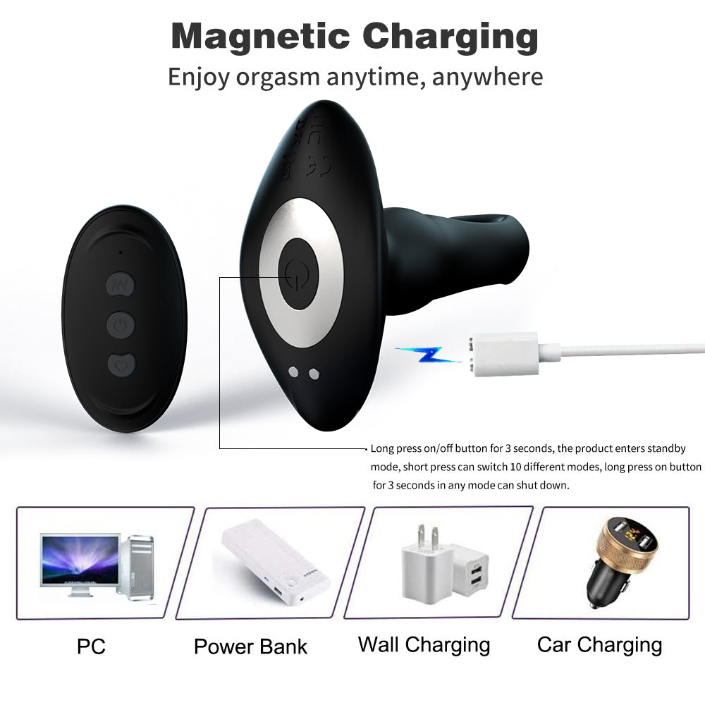 Remote controlled flap anal plug.