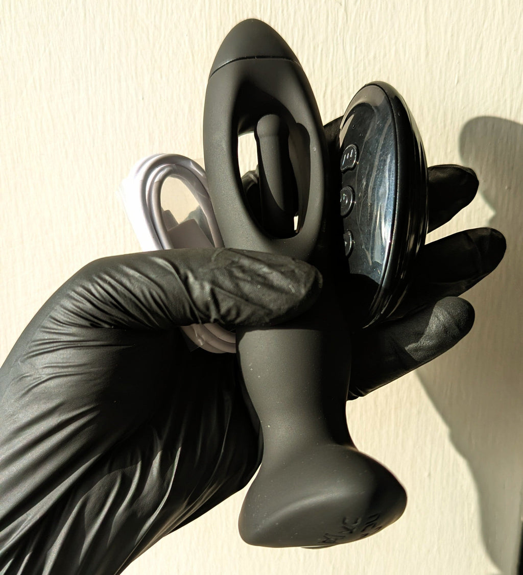 Remote controlled flap anal plug.