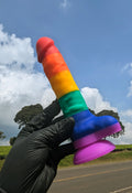 Rainbow Silicone Dildo – 8 Inch Suction Cup Base