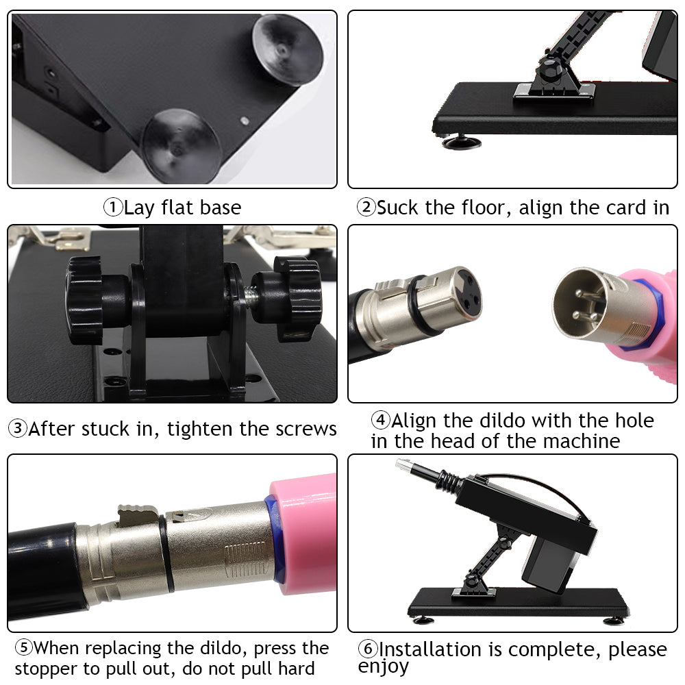 360° Sex Machine with 5 Interchangeable Silicone Attachments.