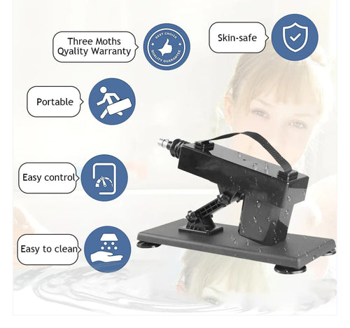 360° Sex Machine with 5 Interchangeable Silicone Attachments.