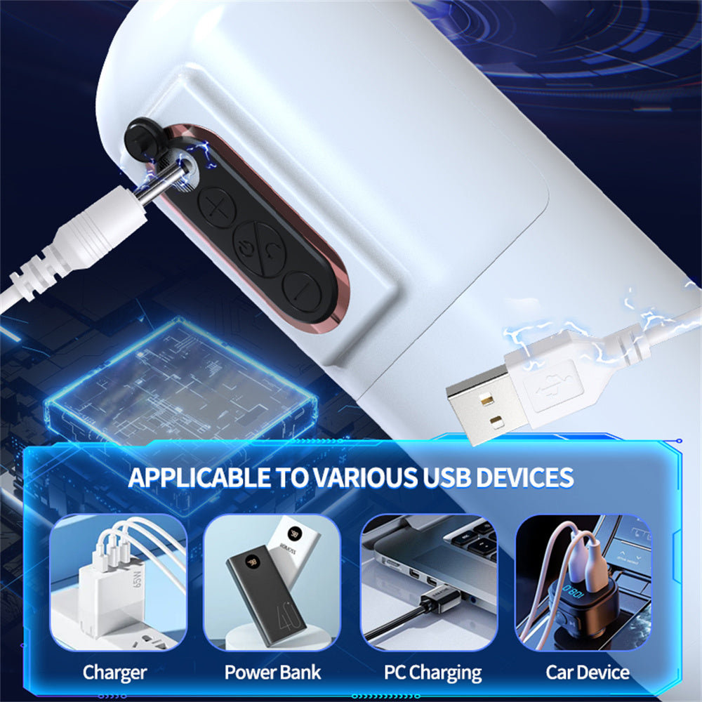 Telescopic vibrating masturbator toy for men.
