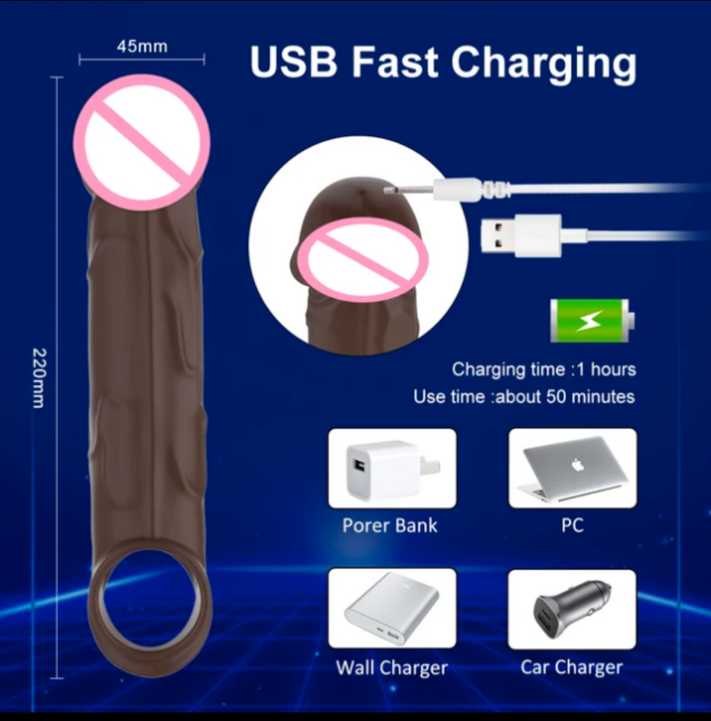 Remote Controlled Vibrating Cocksleeve Extender.