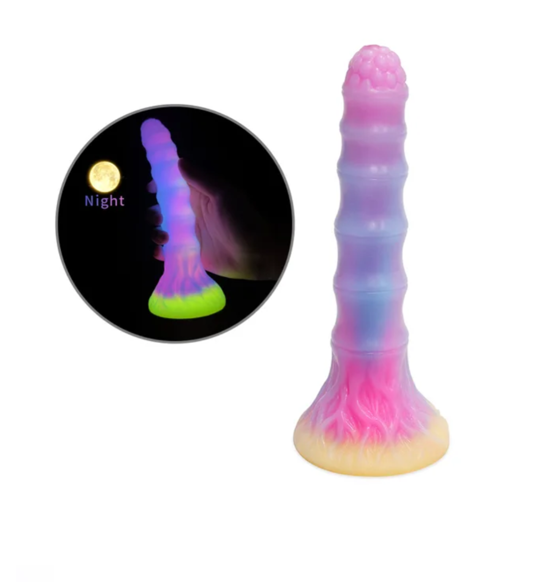 Glow-in-the-Dark Realistic Dildo — 8/9 Inch, Multicolor