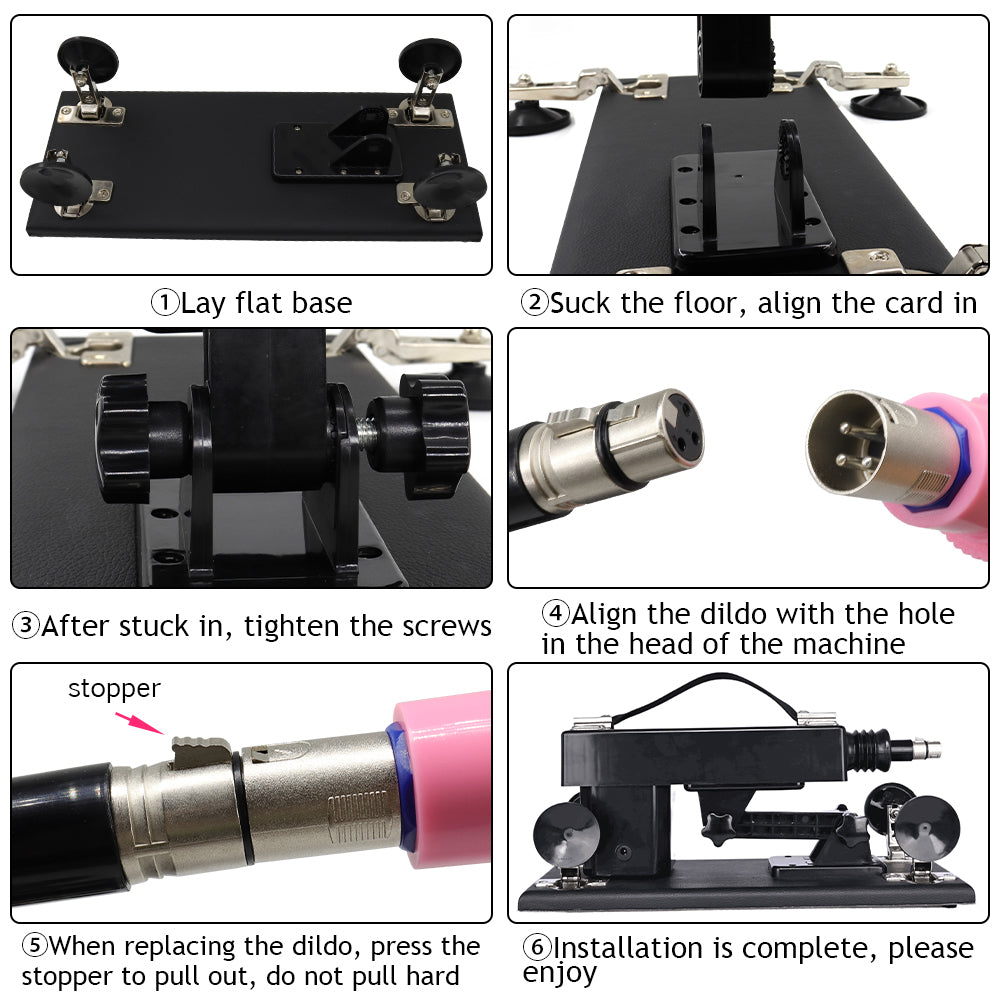 360° Sex Machine with 5 Interchangeable Silicone Attachments.