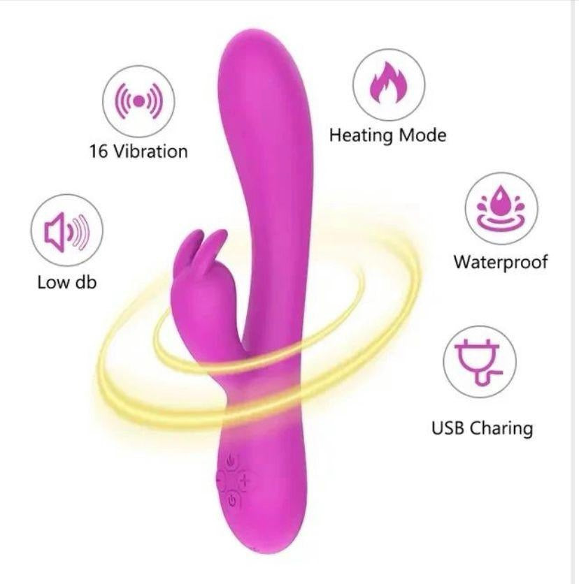 Heated Rabbit Vibrator — 16 Vibration Modes, Waterproof